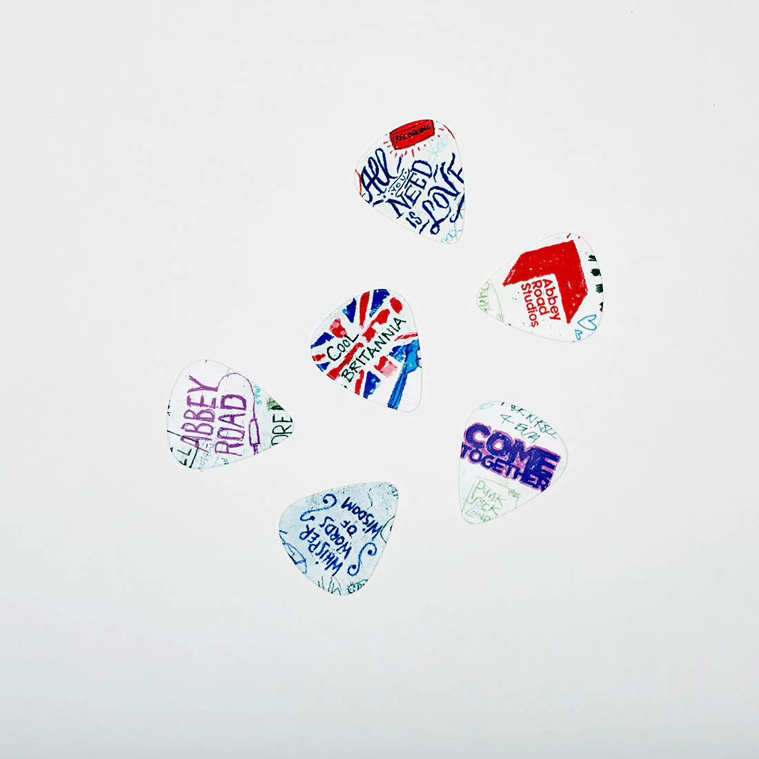 Abbey Road Studios Graffiti Plectrum Set (Pack of 6)
