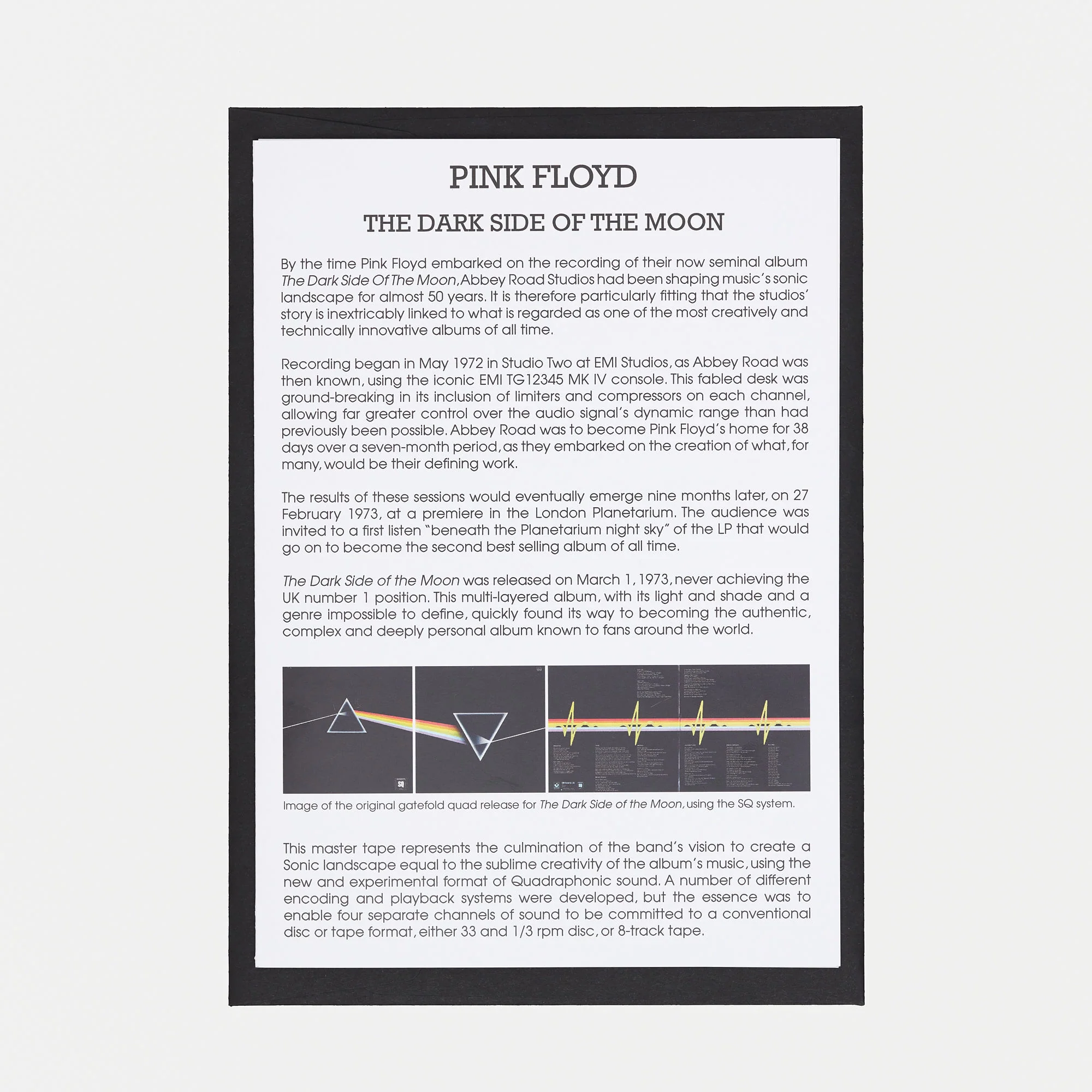 Pink Floyd The Dark Side of the Moon EMI Tape Box Folio - Side Two - Image 7